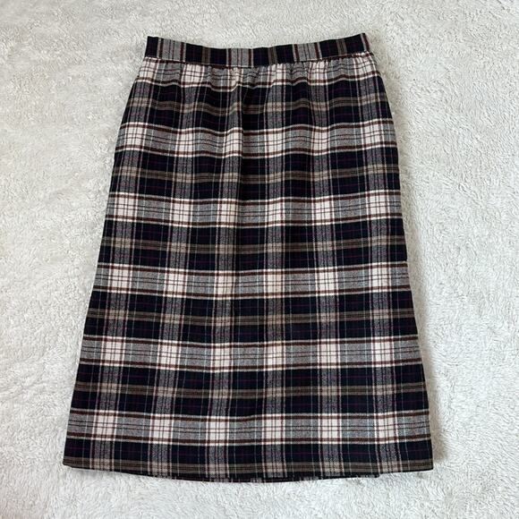 Vintage 80s Anderson Little plaid wool blend midi skirt, size 16 - Picture 1 of 6